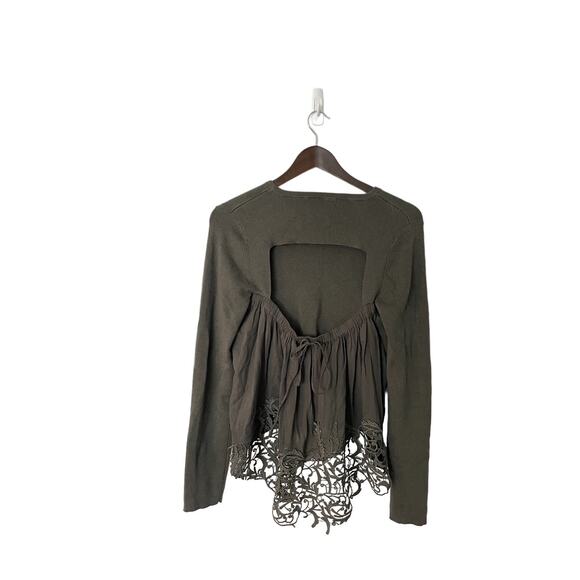 Bailey 44 Women's Love Ya So Sweater open back crochet lace hem sweater in large - Picture 1 of 2